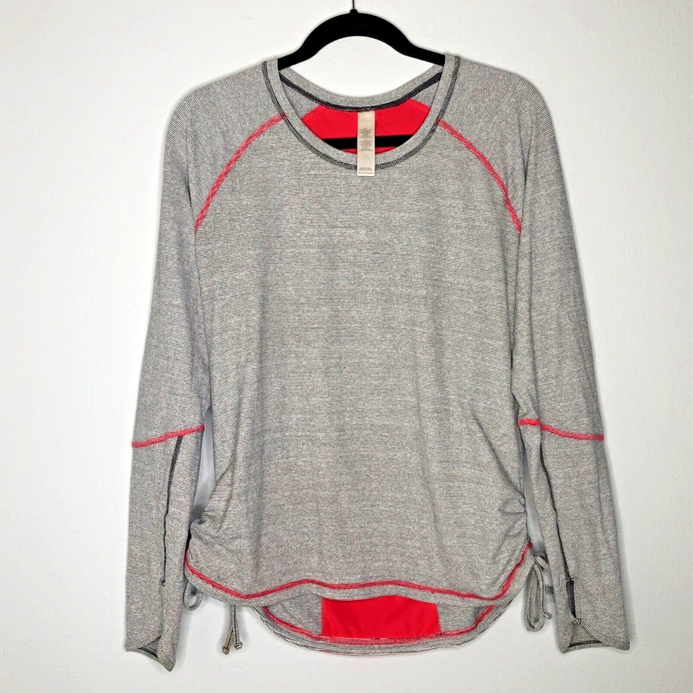 Lucy Tech Size Gray Pink Long Sleeve‎ Thumb Hole Running Athletic Top